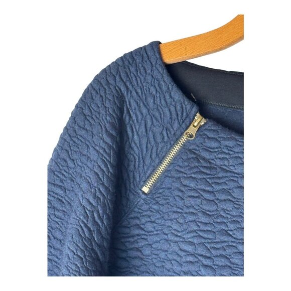 Lilla P Dress Women Medium Navy Blue Quilted Zipper Boat Neck Shift Mini NWT - Picture 6 of 10